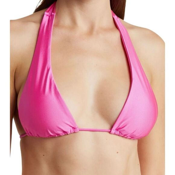 VYB Hot Malibu Pink Halter Bikini Top XS - Picture 2 of 4